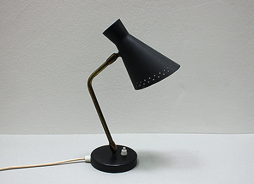 Schwarze Tischlampe aus den 1950er Jahren