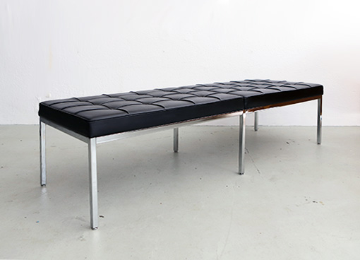 Bank mit Lederpolster von Florence Knoll