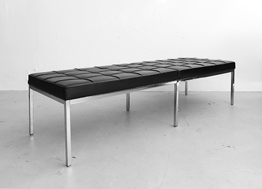 Bank mit Lederpolster von Florence Knoll